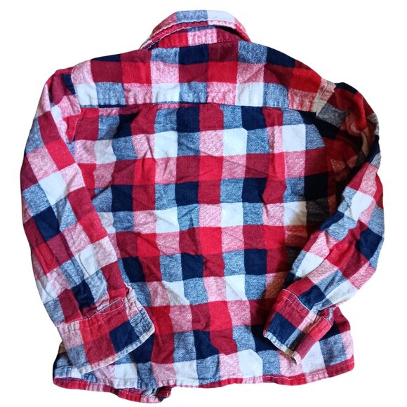 Boys 6 Vintage Flannel Shirt Distress 1970's Red/Blue Plaid Cotton JC Penney - Picture 5 of 5